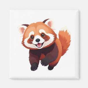 Red Panda Happy Playful Fun Jumping In The Air Joy Magnet