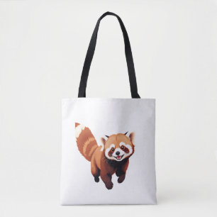 Red Panda Happy Playful Fun Jumping In The Air Joy Tote Bag