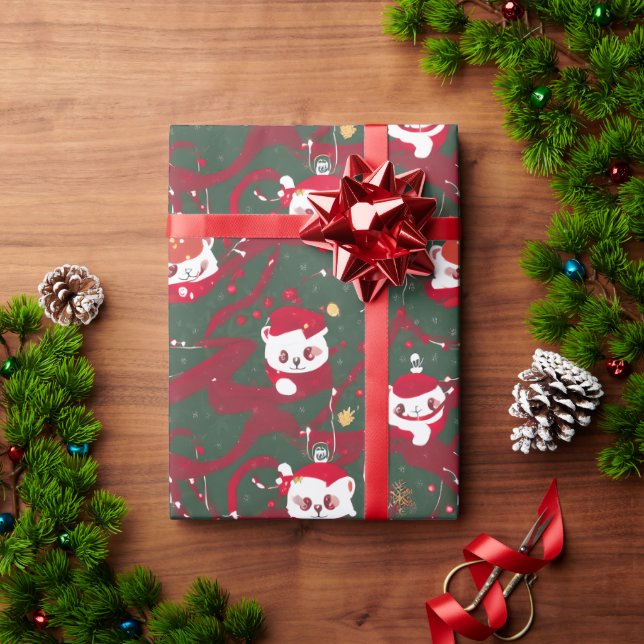 Red Panda Haven - Abstract Christmas Red Panda Wrapping Paper (Holiday Gift)