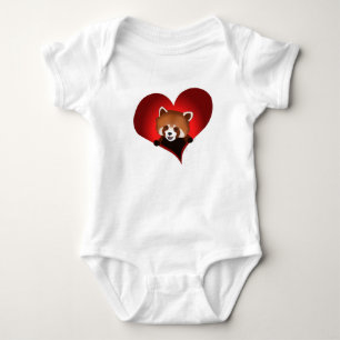 Red panda heart for babies baby bodysuit