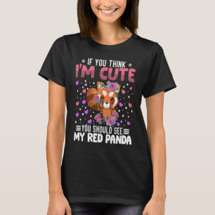 Red Panda Heart Valentine's Day Animal For Womens T-Shirt