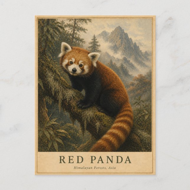 Red Panda Himalayan Forest VINTAGE Postcard (Front)