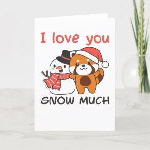 Red Panda I Love You Snow Much Snow Pun Holiday Card