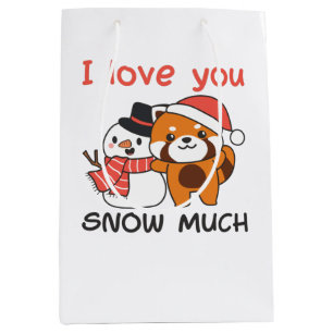 Red Panda I Love You Snow Much Snow Pun Medium Gift Bag