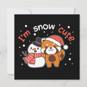 Red Panda I'm Snow Cute Snowman Snow Pun Invitatio Invitation