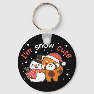 Red Panda I'm Snow Cute Snowman Snow Pun Keychain