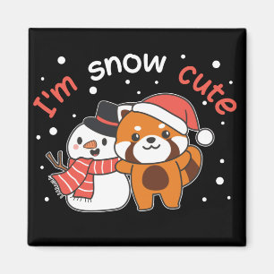 Red Panda I'm Snow Cute Snowman Snow Pun Magnet