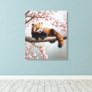 Red Panda in a Cherry Tree Canvas Print