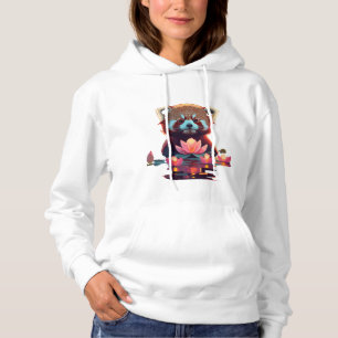 Red panda in a lotus pond hoodie