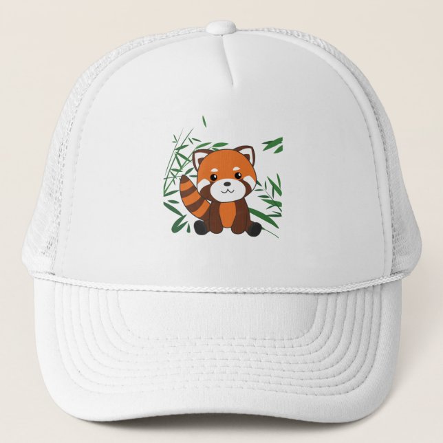Red Panda In Bamboo Sweet Animals For Children Trucker Hat (Front)