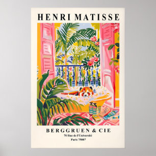 Red panda in bathtub funny poster, Matisse print