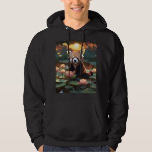 Red panda in lotus pond hoodie
