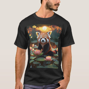 Red panda in lotus pond T-Shirt