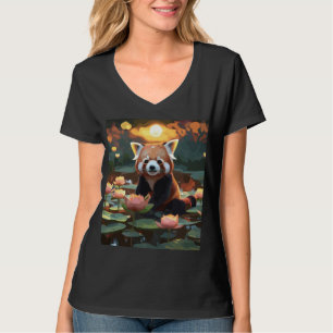 Red panda in lotus pond T-Shirt