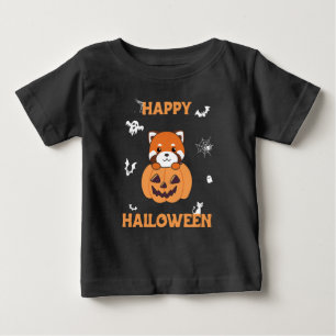 Red Panda In Pumpkin Cute Pandas Happy Halloween Baby T-Shirt