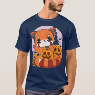 Red Panda Jack O' Lantern Halloween Anime Pumpkin T-Shirt