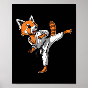 Red Panda Karate Ninja Martial Arts Kickboxing Tae Poster