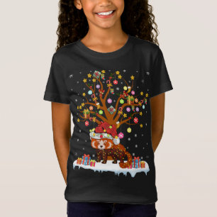 Red Panda Lighting Xmas Tree Gift Red Panda Christ T-Shirt