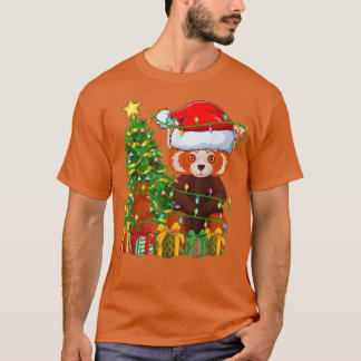 Red Panda Lighting Xmas Tree Matching Red Panda Ch T-Shirt