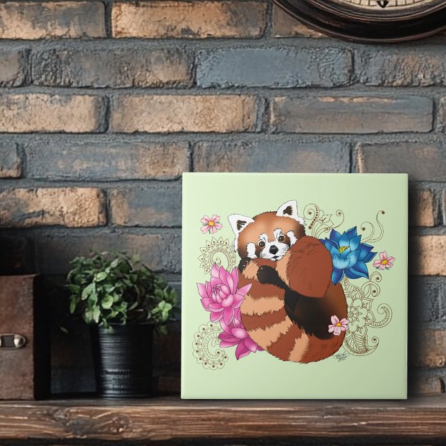 Red Panda Lotus Flowers Henna Tile (Creator Uploaded)