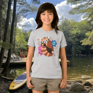 Red Panda Lotus Flowers Henna Tri-Blend Shirt