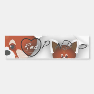 Red Panda Love Bumper Sticker