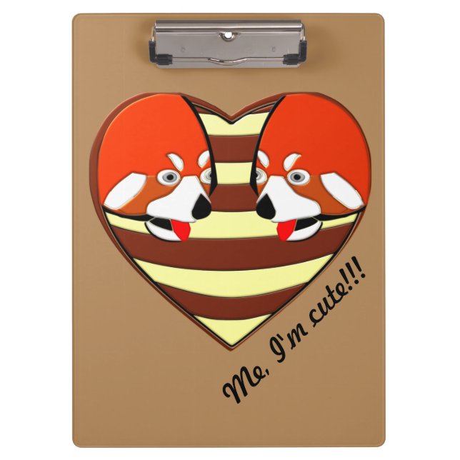 Red Panda Love heart Clipboard (Front)