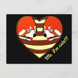 Red Panda Love heart Postcard