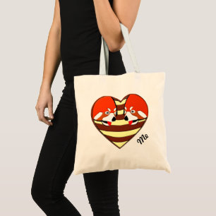 Red Panda Love heart Tote Bag