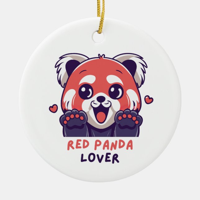 Red Panda Lover Ceramic Tree Decoration (Front)