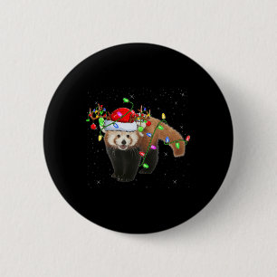 Red Panda Lover Xmas Lighting Santa Red Panda Chri 6 Cm Round Badge