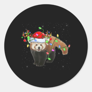 Red Panda Lover Xmas Lighting Santa Red Panda Chri Classic Round Sticker
