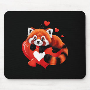 Red Panda Lying On Heart Valentines Day Love Wildl Mouse Mat