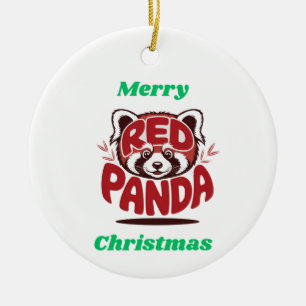 Red Panda Merry Christmas Ceramic Tree Decoration