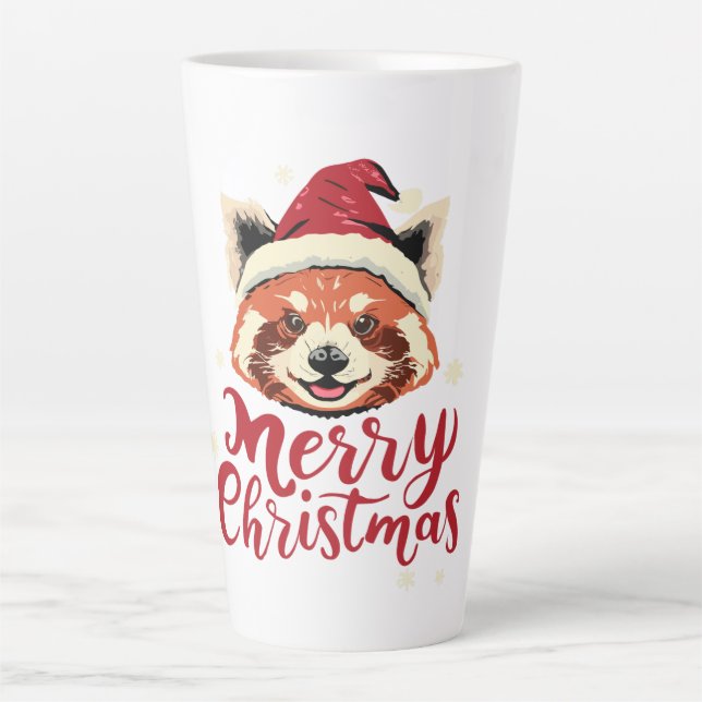 Red Panda Merry Christmas Latte Mug (Front)