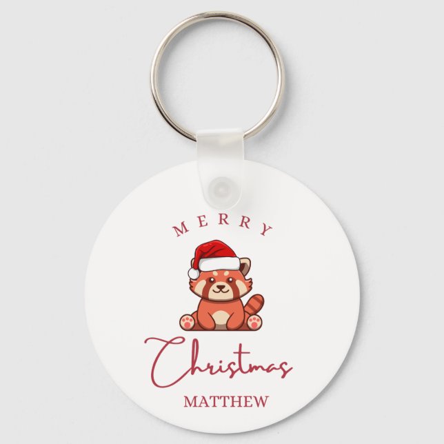 Red panda: Merry Christmas Matthew Key Ring (Front)