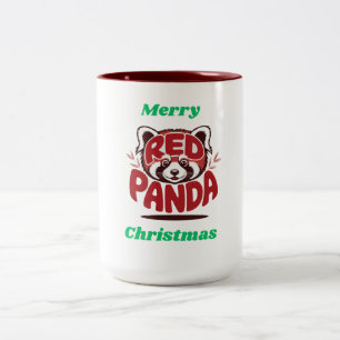 Red Panda Merry Christmas Two-Tone Coffee Mug