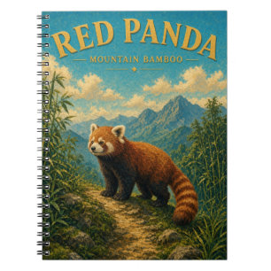 Red Panda Mountain Bamboo Watercolor GeoSaga Notebook