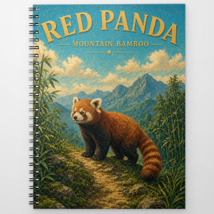 Red Panda Mountain Bamboo Watercolor GeoSaga Notebook
