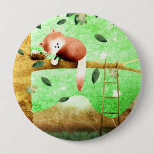 Red panda mountain - button badge