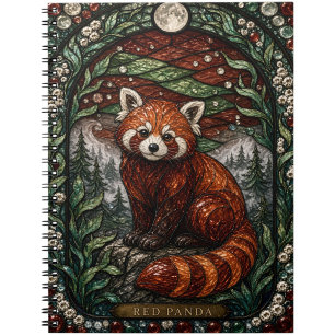 Red Panda Mountain Forest Illumina Stained Glass Notebook
