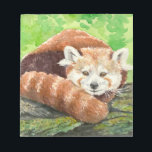 Red panda notepad<br><div class="desc">Watercolor painting of a red panda on a old tree trunk.</div>