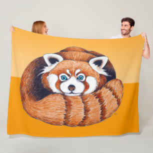 Red panda on orange fleece blanket