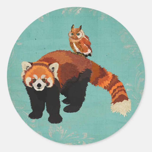 Red Panda & Owl Sticker (Front)