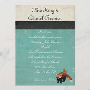 Red Panda & Owl Wedding Invitation