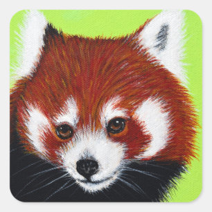 Red Panda Painting Square Sticker