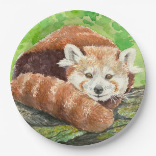 Red panda paper plate