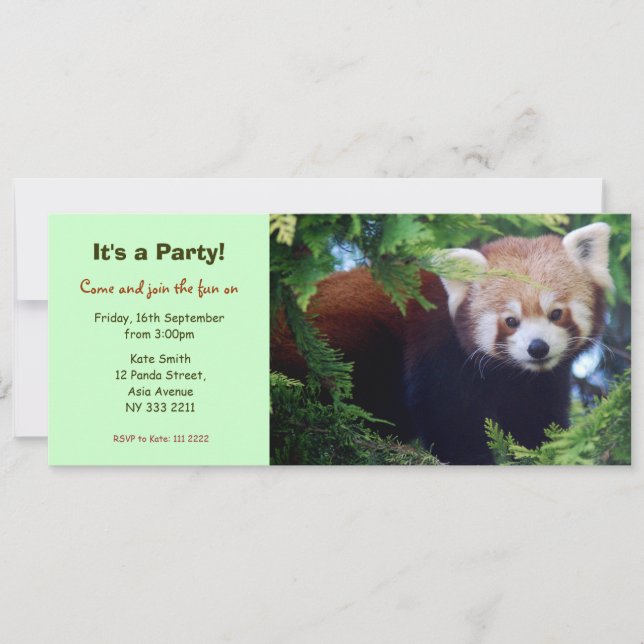 Red Panda Party Invitation (Front)