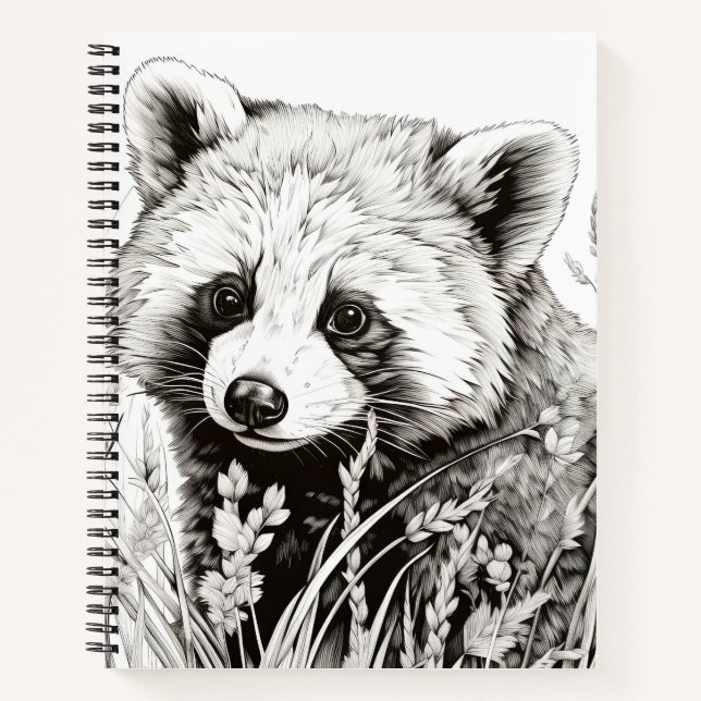 Red Panda Peaceful Nature Prairie Sketch Drawing  Notebook (Front)