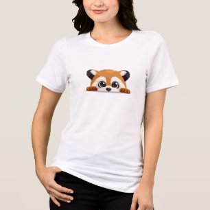 Red Panda Peeking Cute Adorable Funny Animal Cool Tri-Blend Shirt